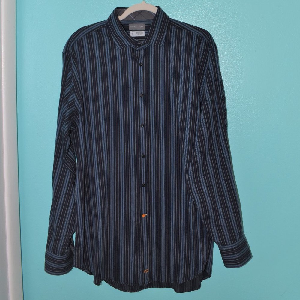 Thomas Dean Men's Shirt Cotton Button Down sz XL